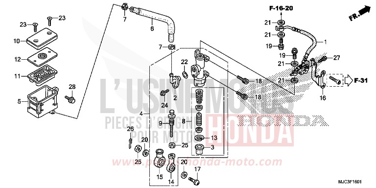 REAR BRAKE MASTER CYLINDER (CBR600RA) for CBR600RR ABS VIBRANT ORANGE (YR250) from 2013